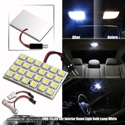 1x Universal Bright White SMD 24 LED Dome/Map Light with T10 and 