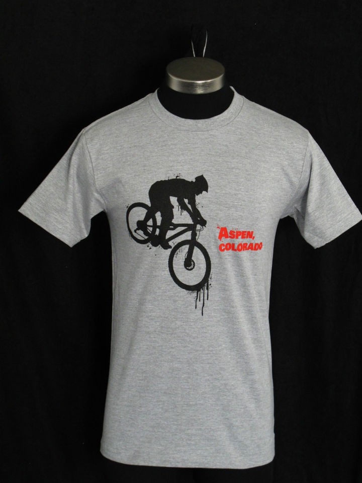 ASPEN, COLORADO Mountain Bike Graffiti T SHIRT heather gray All Sz 