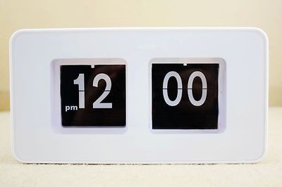 Retro Auto Flip Clock Table Desk Wall Kitchen White New