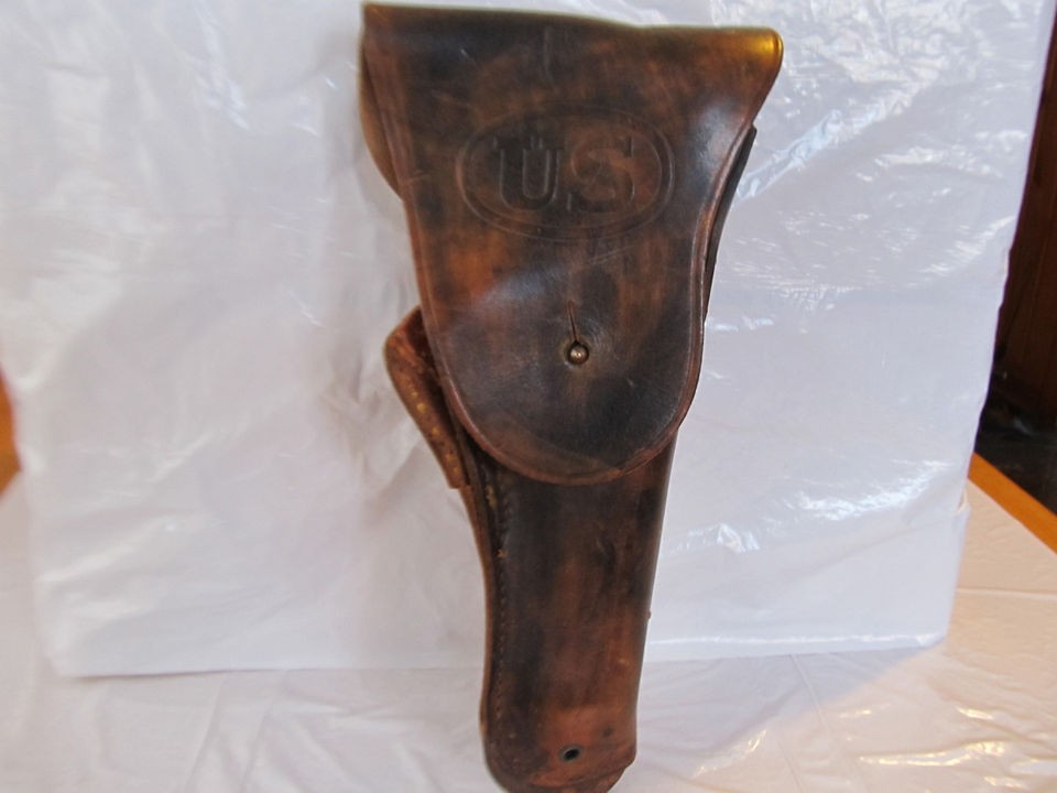 ANTIQUE VINTAGE LEATHER HOLSTER MARKED U.S.