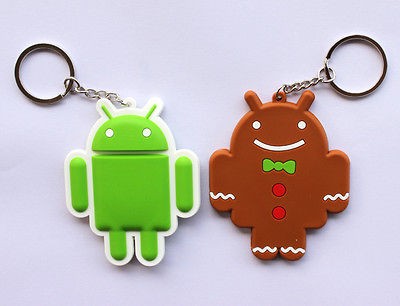 Google Android Robot Character Figure 2X Rubber Keychain Key Chain 