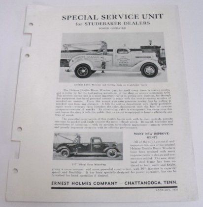 Studebaker 1938 Holmes Wrecker & Truck Bodies Brochure