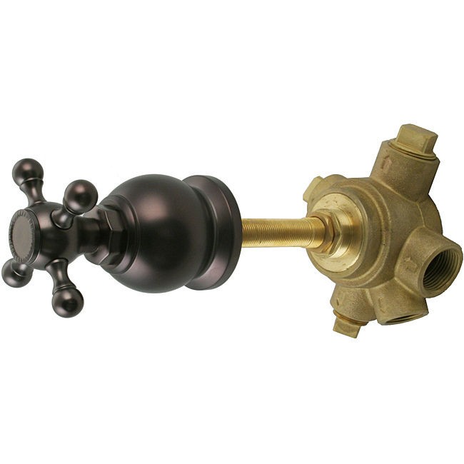 Westbrass 5 Port In Wall 3 Way Shower Diverter Valve with Cross Handle 