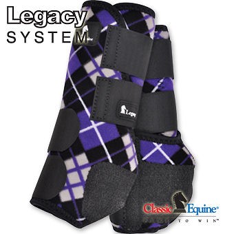 Classic Equine Legacy Sport Boots SMB Purple Black Plaid Front M Horse 