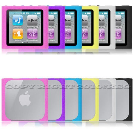 WHITE BLACK PINK BLUE SILICONE CASE COVER SKIN FOR APPLE IPOD NANO 6TH 