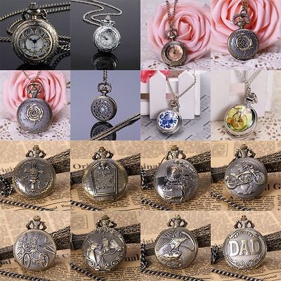 Unique Gift Vintage Antique Style pendant Necklace Quartz Pocket Watch 