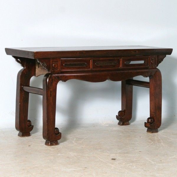 Antique Chinese Console Table, Lacquered Dark Elm c. 1820 1840