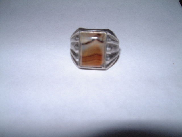 old art deco vintage estate mens mens sterling silver agate stone 