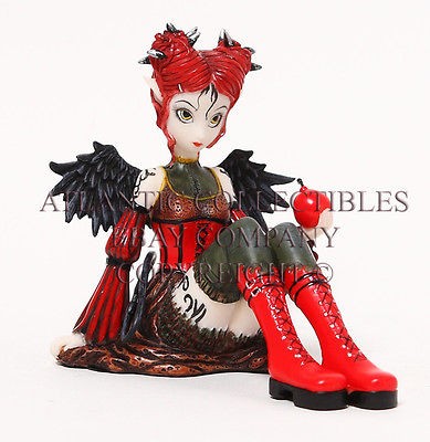 MYKA JELINA ABIGAIL GOTHIC FAIRY STATUE FIGURINE RED VELVET BLACK CROW 