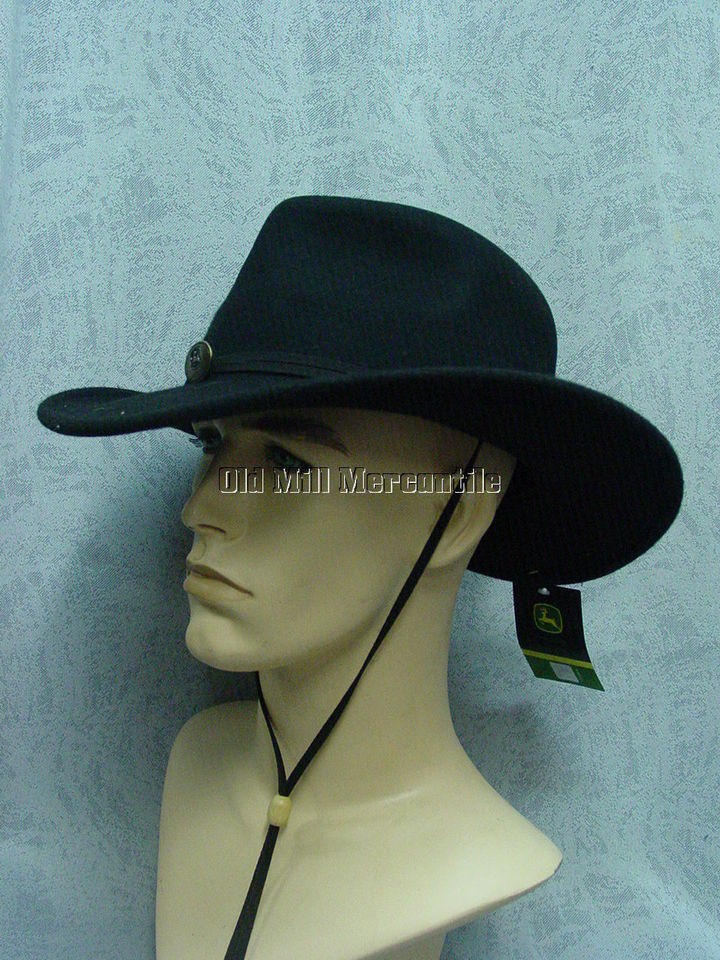 John Deere BLACK Western Safari outback style WITH EARFLAPS M XL