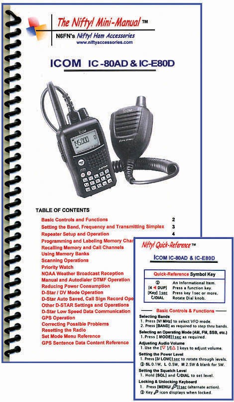 Icom IC 80AD Nifty Quick Reference Guide, IC 80, IC80AD