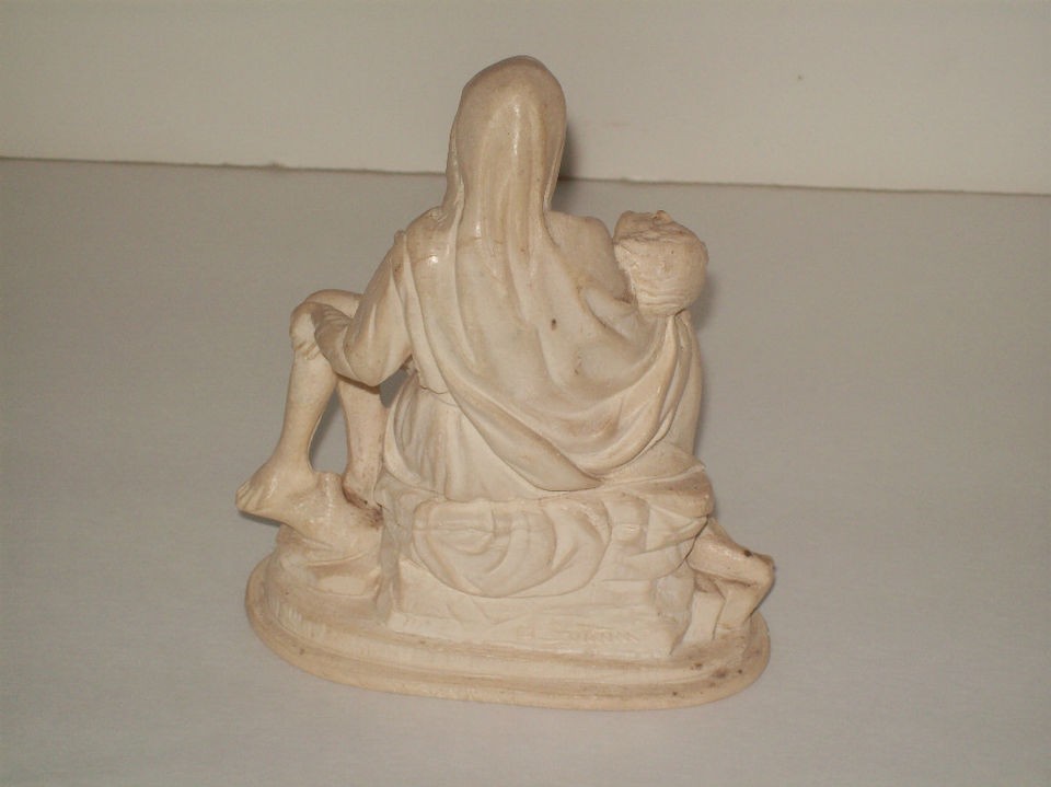 Vtg. A.Santini PIETA carrara marble sculpture