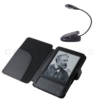   Case Cover for eReader  Kindle 3   Black + LED Reading Light