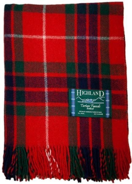 Scottish 100% Wool Tartan Rug Blanket Fraser Red