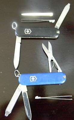 LOT 2 black & blue VICTORINOX SWITZERLAND STAINLESS ROSTFREI KNIVES 