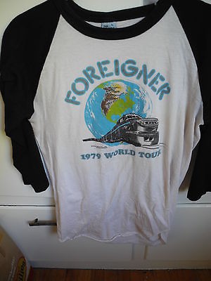 FOREIGNER   1979 World Tour   JERSEY T SHIRT White/Black   RARE 