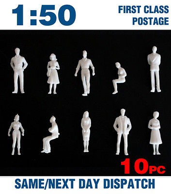 10 x 150 Architecture Scale Model White Figures / People (O Gauge)