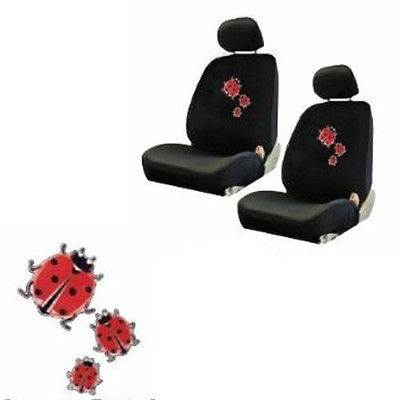 pc Red Ladybug Lady Bug Bugs Black Low Back Front Bucket Car Seat 