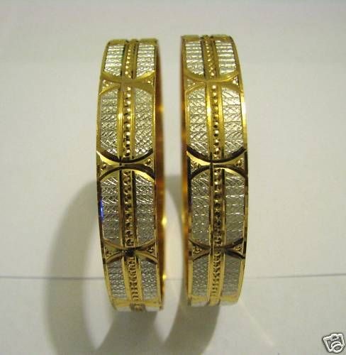 Indian Bollywood 22ct Gold Plt GEP Kada Bangles 65mm 2P