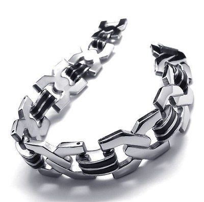 Stainless Steel & Rubber X Mens Bracelet