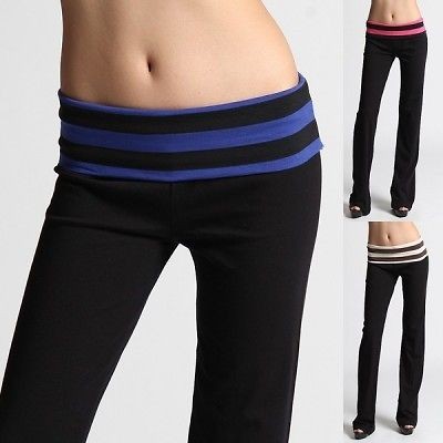   Waistband LONG YOGA PANTS Girls Stretchy Flare Sweat Activewear