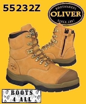 Oliver steel Toe Work Boots 55232Z Wheat Zip Lace Up Safety Brand New 