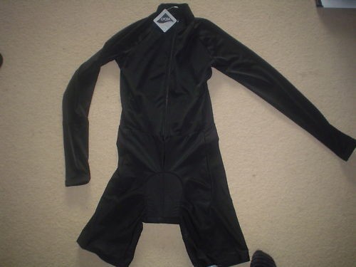 Black Cycling Skinsuit / Skin Suit   Extra Large   Long Sleeved