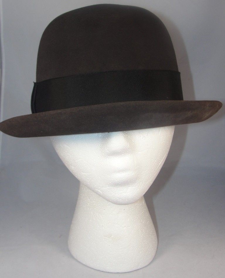   Mens Brown Black Churchill Beaver 25 Bowler Derby Hat & Buckle Box 7