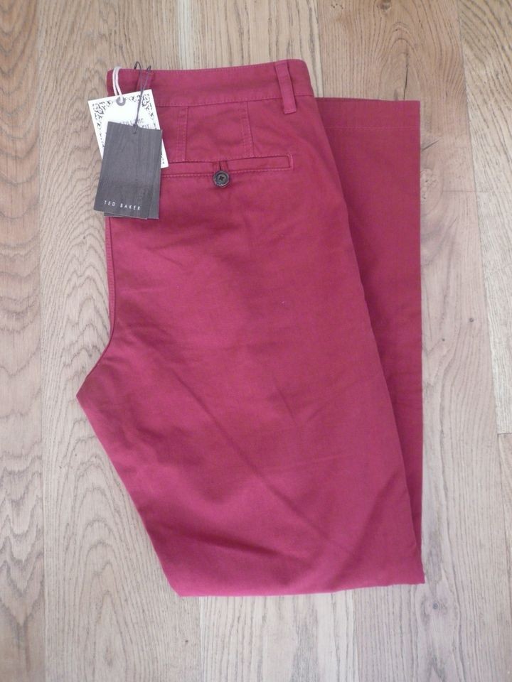 Brand New Mens Ted Baker Winchin Casual Chino Trousers, Red