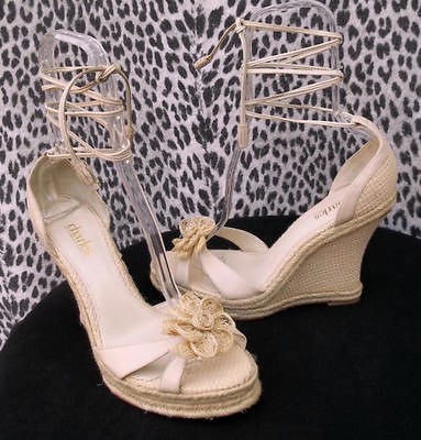   Heels ANKLE WRAP Wedge ESPADRILLE Sandals 10  FUN FLOWERS