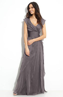 adrianna papell tiered chiffon gown in Dresses
