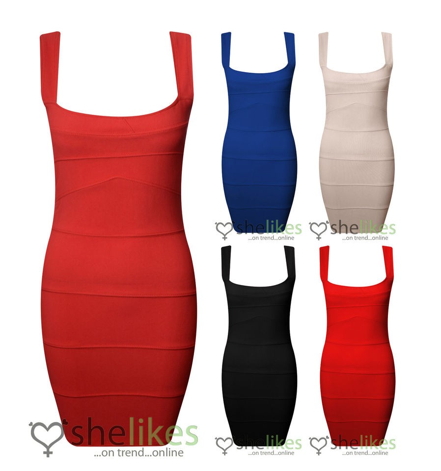   Ladies Sleeveless Pleated Rib Bandage Bodycon Stretch Mini Party Dress