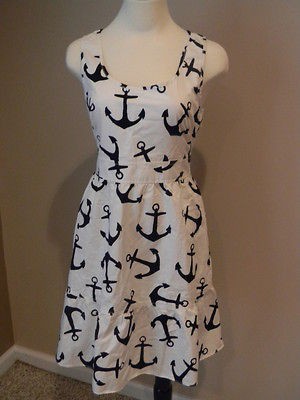 CREW DIZZY ANCHOR DRESS SIZE 0 NAVY $168