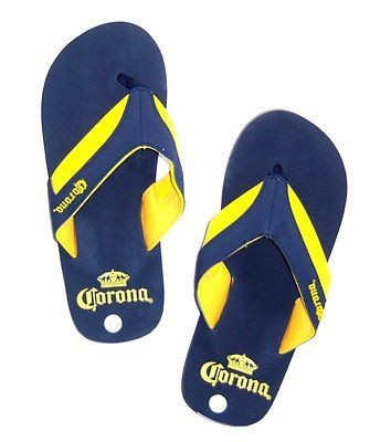 CORONA   BEER BLUE & YELLOW SPORT FLIP FLOPS SANDALS   NEW MENS 8   9