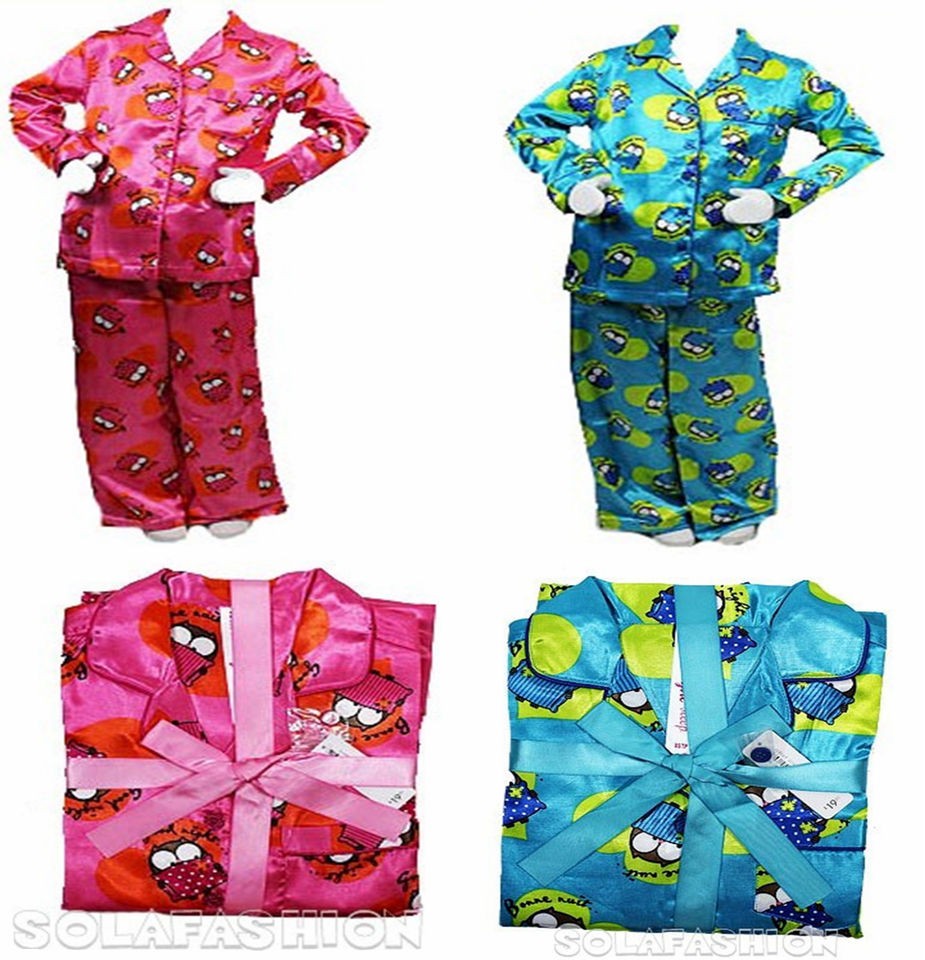 GIRLS LA SENZA BRUSHED SATIN OWL NIGHTWEAR SET.GIRLS PYJAMAS.AGES 5 