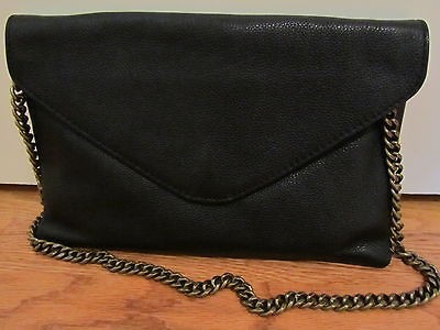 NWT J Crew Invitation Envelope Pebble Leather Clutch Purse Black 