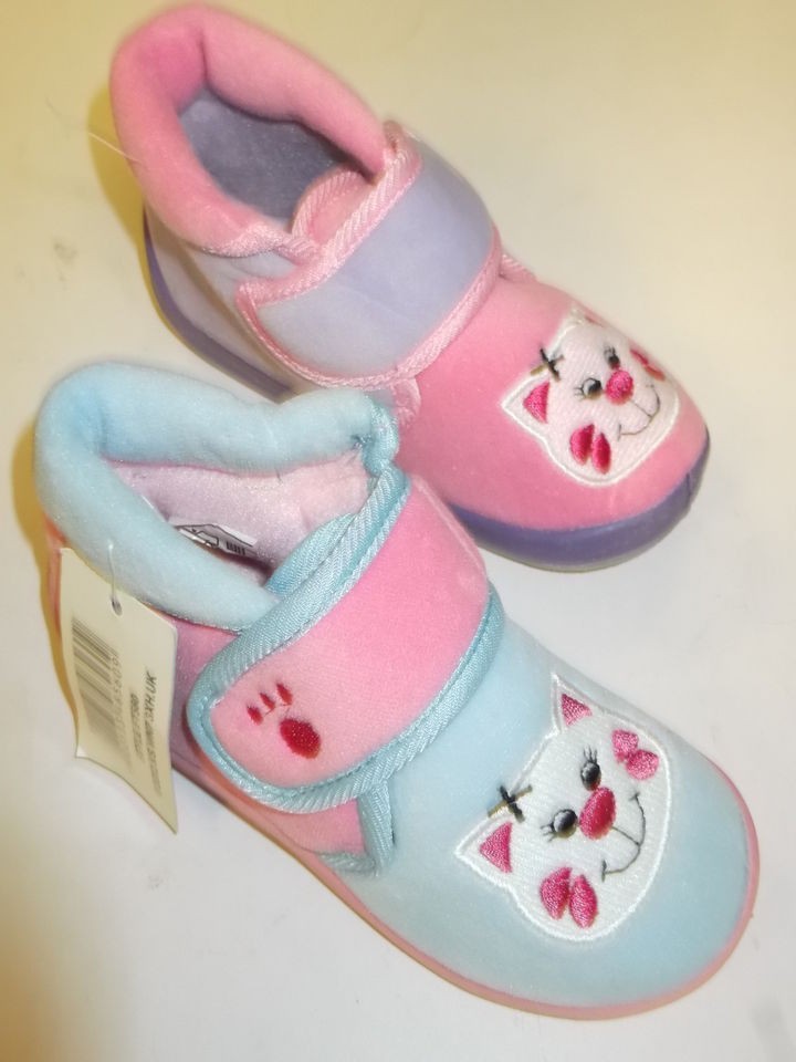   SLIPPER BOOTS SIZES 4,5,6,7,8,9,10 PINK/BLUE & PINK/PURPLE CAT FACE