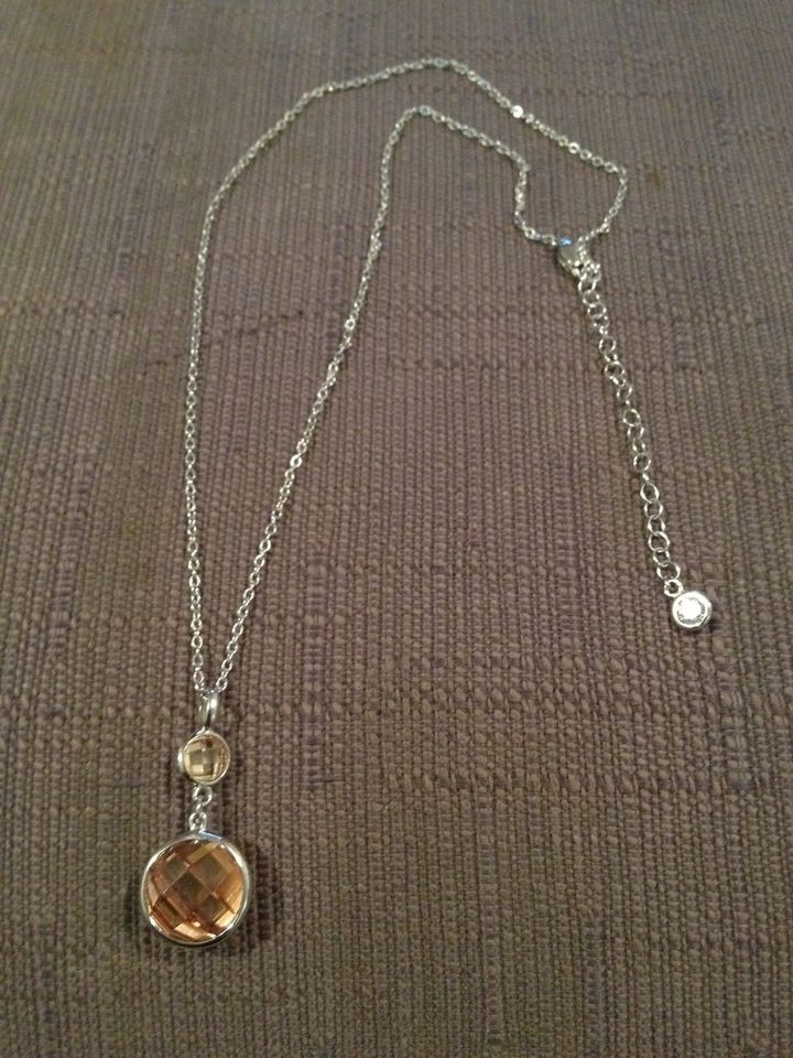 NEW AUTHENTIC CRISLU CHAMPAGNE STONES AND .925 SILVER NECKLACE