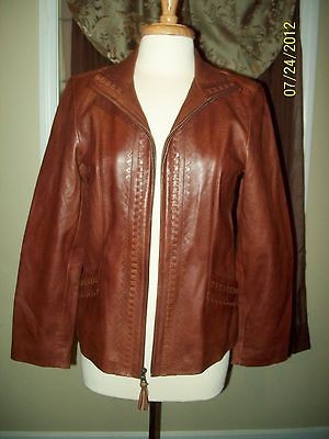 GR 3 Womans La Nouvelle Renaissance Brown Leather Jacket Sz S