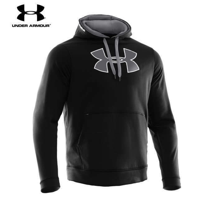 Mens Under Armour Big Logo fleece Hoodie Sweatshirt Blk/Gray MED, LRG 