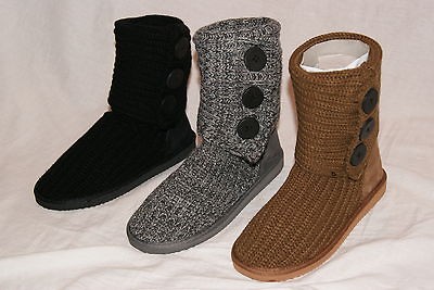 SUMMER RIO KHAKII GREY & BLACK KNIT 6 INCH HIGH BOOTS ALL SIZES