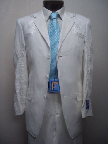 MENS SB WHITE LINEN DRESS SUIT SIZE 50R NEW SUITS