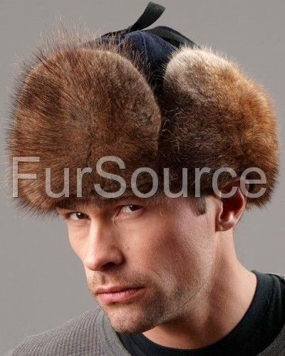 Canadian RCMP Muskrat Fur Jockey Winter Trapper Hat