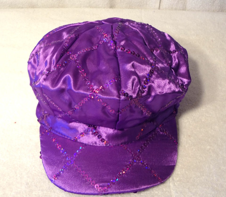 RED HAT SOCIETY NEWSBOY CAP PURPLE W/ SEQUINS