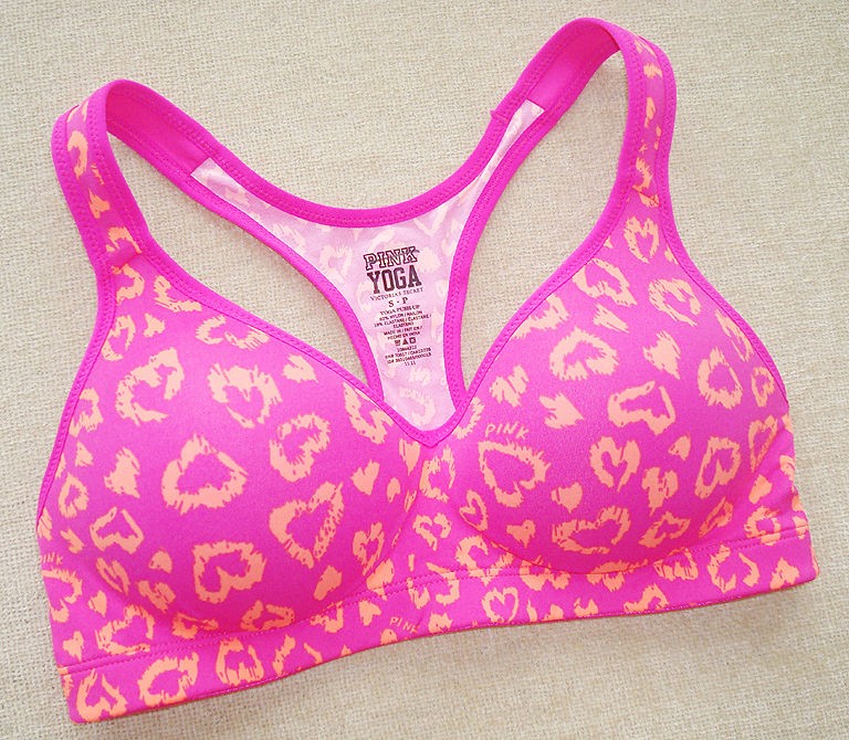 New Victorias Secret PINK Yoga Sports Bra Leopard Push Up Racerback S