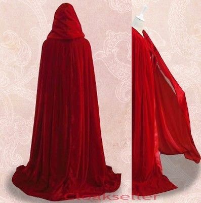 Stock  Velvet Capes Black Hooded Cloaks Witchcraft Halloween Wedding 