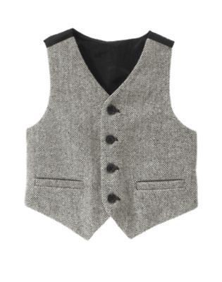 JANIE & JACK Snowman Lane Classic Tweed Vest 3 NWT