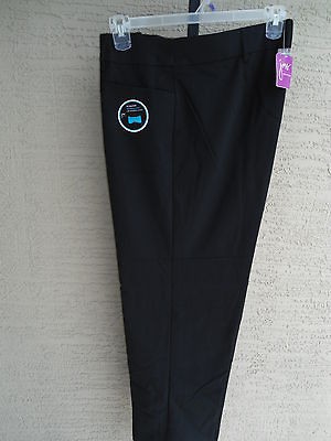 NWT WOMENS JUST MY SIZE FIT SOLUTION GABERDINE KNIT DRESS PANTS BLACK 