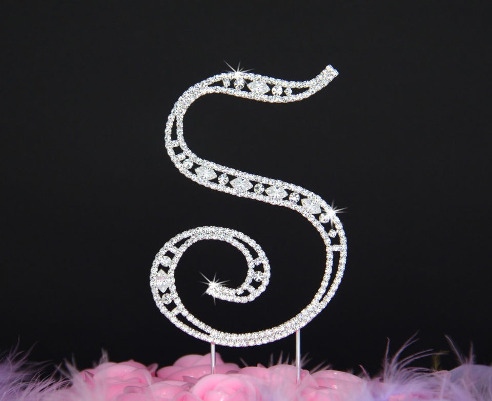 Vintage Swarovski Crystal Monogram Wedding Cake Topper Letter A Z