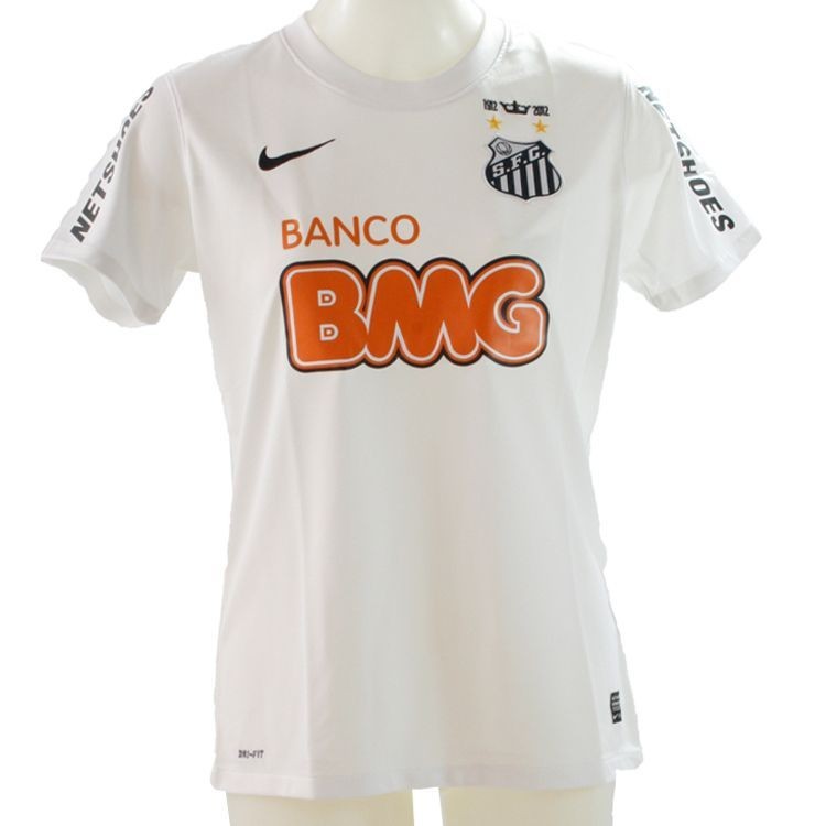 SOCCER JERSEY WOMAN SANTOS WHITE NIKE OFICIAL 2012 CUSTOMISABLE NAME 